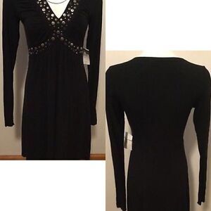 Bailey 44 Dress Metal Stud V-Neck Long Sleeve NWT